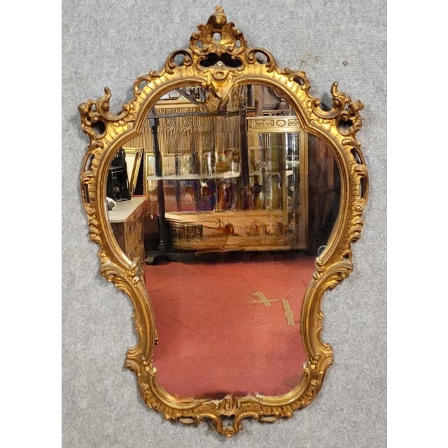 Large Baroque Mirror in Gilded Wood For Sale - Image 5 of 5