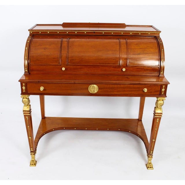 Wood French Empire Revival Cylinder Desk, 19th Century For Sale - Image 7 of 18