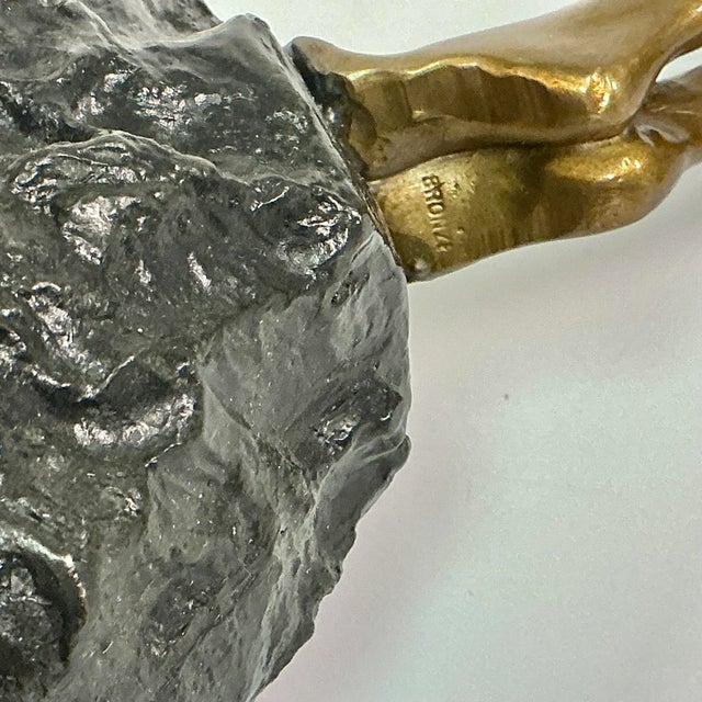 Vintage French Art Deco Pierre Le Faguays Bronze Nude Sculpture, Girl With Dove For Sale - Image 16 of 18