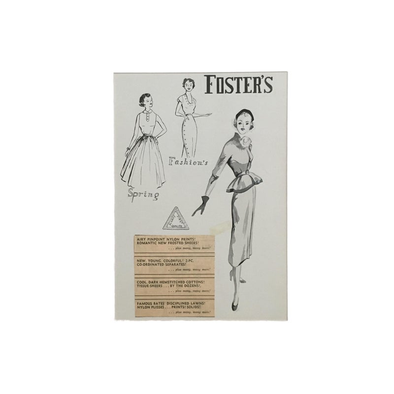 1950s Pen & Ink Advertising Art - Women's Fashion Layout by Barbara Crist
