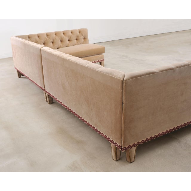 Bespoke Tufted Velvet 4-Piece Banquette Sectional Sofa 12 Ft For Sale - Image 18 of 18