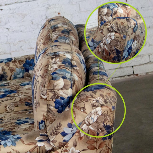 Mid-20th Century Traditional Sofa or Loveseat With Floral Chintz Fabric and Front Brass Ball Casters For Sale - Image 17 of 18
