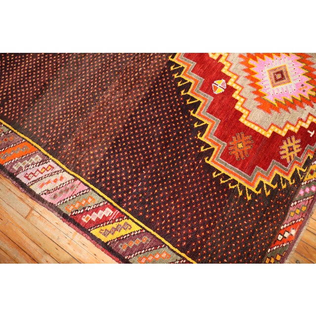 Folk Art 20th Century Zabihi Collection Wild Colorful Turkish Kars Anatolian Corridor Rug For Sale - Image 3 of 12