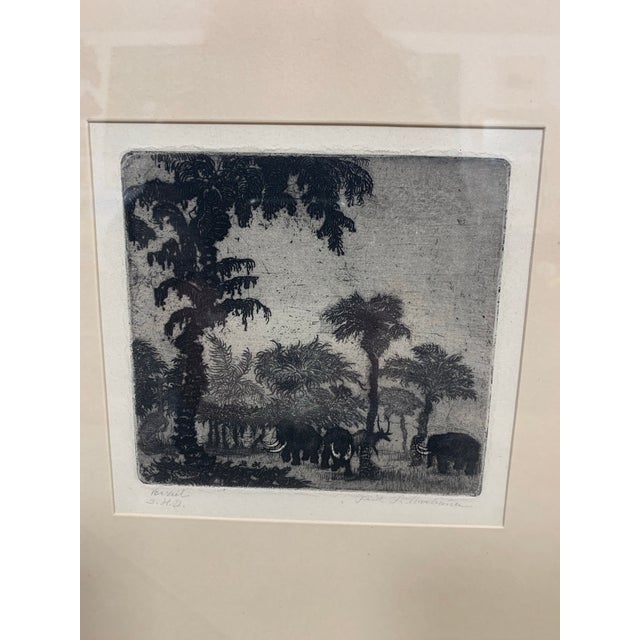 Early 20th Century Antique Etching Fritz Silberbauer (1883-1974) Prehistoric Times With Mammoths 12" For Sale - Image 5 of 9