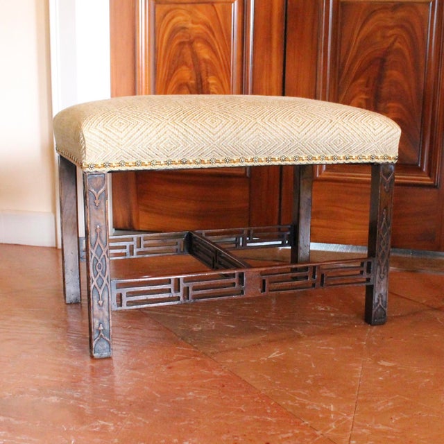Pair of Georgian Period Chinese Chippendale Fretwork Legged Benches For Sale - Image 12 of 14