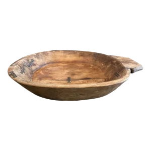 Circa 19th-Century Hand-Hewn Nicely-Sized American Wooden Dough Bowl