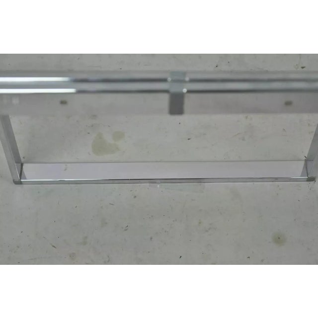 Silver Mid Century Modern Sculptural Chrome Rectangular Glass Top Occasional Side Table For Sale - Image 8 of 12