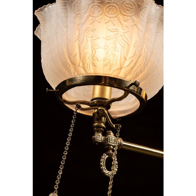 Early 20th Century Brass Pendant With Embossed Glass Shades For Sale - Image 9 of 10
