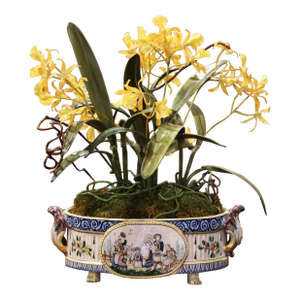 19th Century French Hand Painted Faience Jardinière Signed Hb Quimper