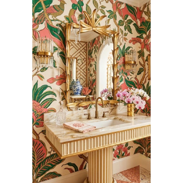 Infuse your space with ultimate vintage glamour with this stunning Hollywood Regency palm frond crystal wall mirror after...