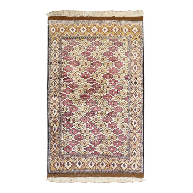 Afghan Part Silk Contemporary Accent Rug - 3'9" x 6'2" For Sale