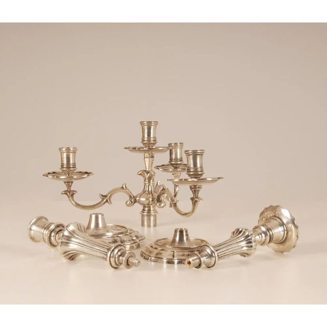 18th Century Sterling Silver Italian Rococo Style Candelabra, Set of 2, in None conditions. Designed before 1890