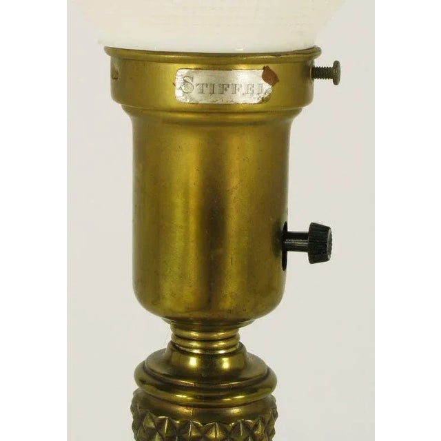 Stiffel Porcelain Obelisk & Decorative Brass Table Lamps - a Pair For Sale - Image 9 of 10