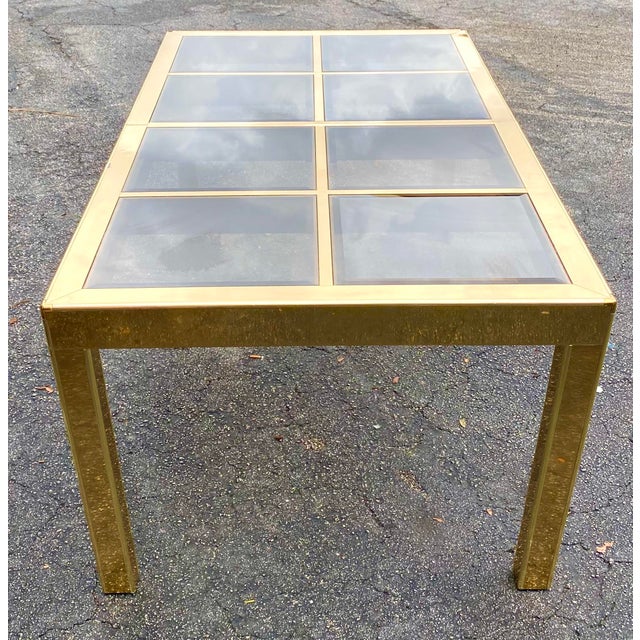 Vintage MidCentury MasterCraft Brass and Bronze Glass Dining Table