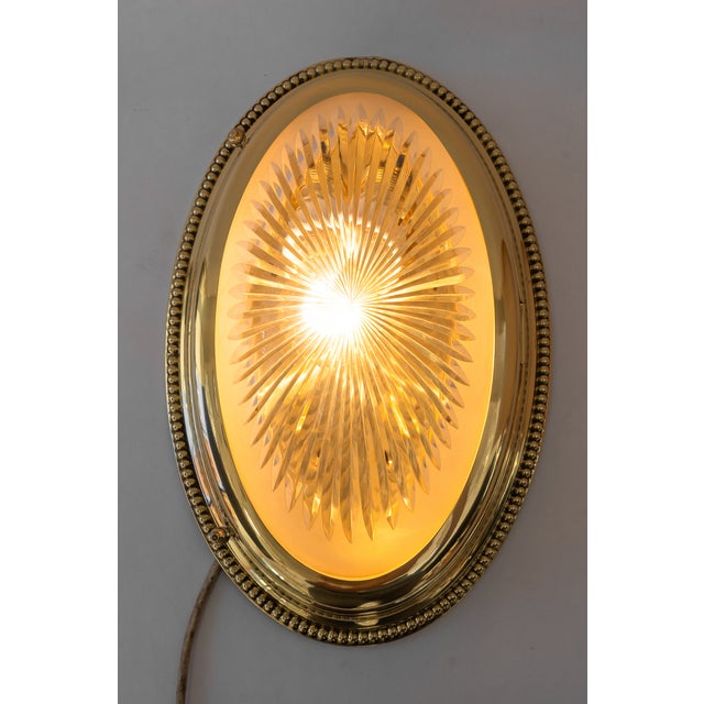 Art Deco Oval Wall Lamp with Cut Glass, Vienna, Austria, 1920s For Sale - Image 3 of 18