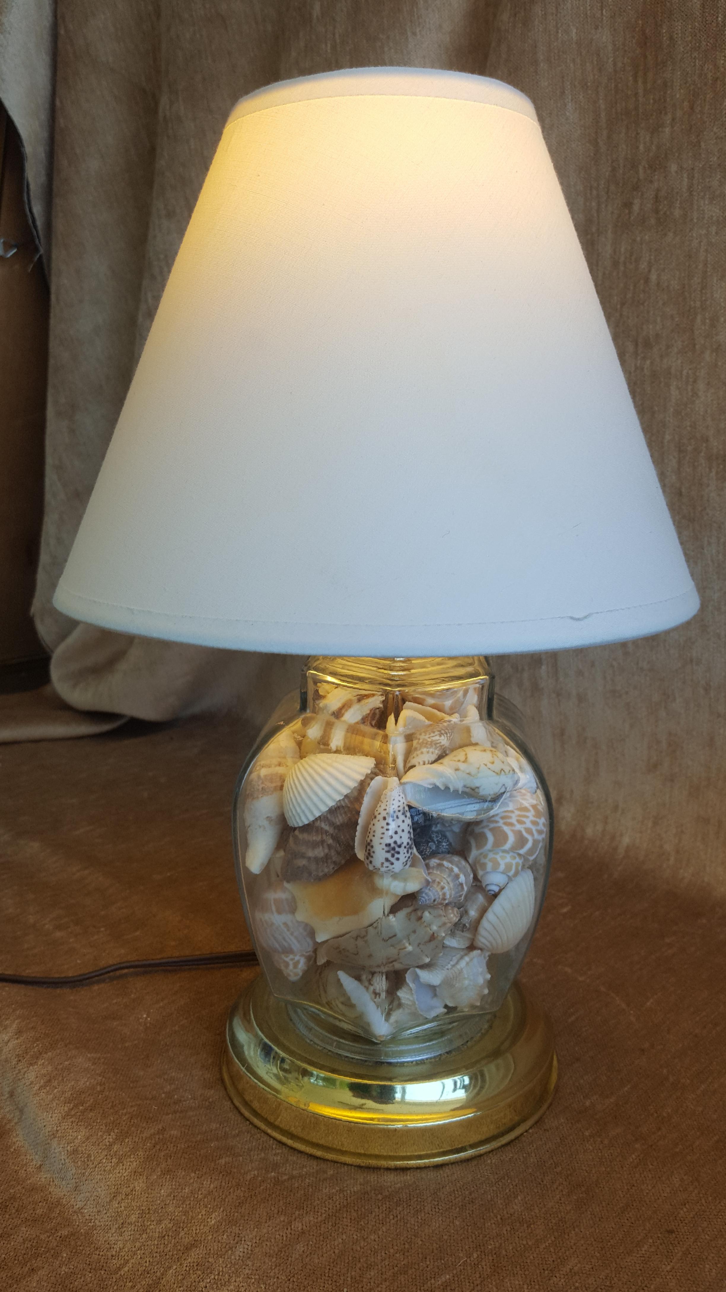 seashell filled floor lamp