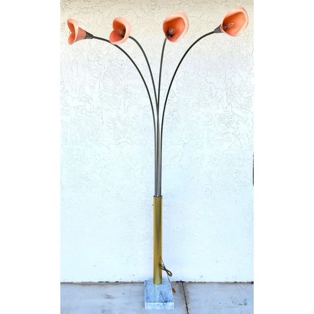 Vintage Arc Floor Lamp Italian Calla Lily For Sale - Image 4 of 11