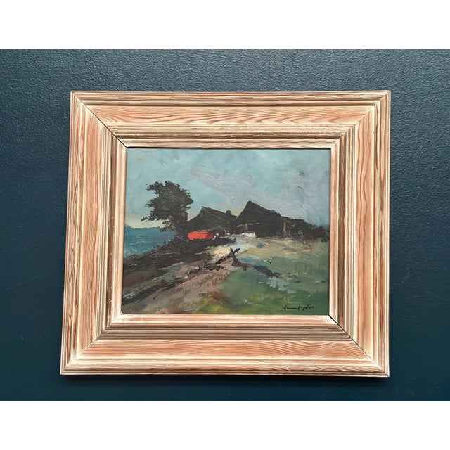 Arne Aspelin, Coastal Landscape with Cottage, 1960s, Oil on Panel, Framed For Sale - Image 8 of 14