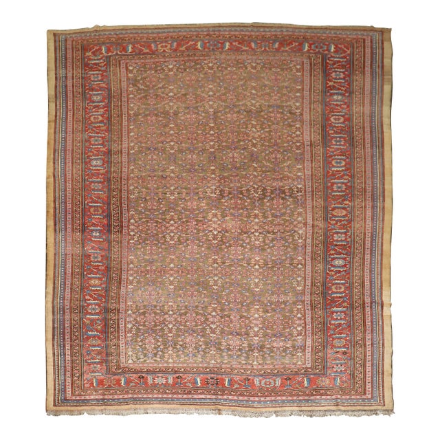 19th Century Bakshaish Square Rug, 12' X 13'7'' For Sale