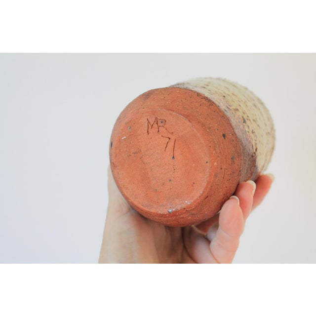Beige 1970's Textured Brown & Beige Studio Art Pottery Vase For Sale - Image 8 of 9