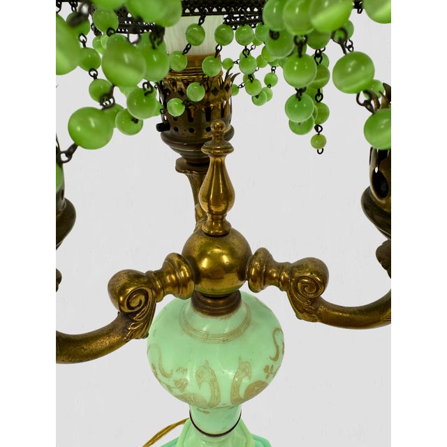 Glass Vintage Jadeite 3 Arm Table Lamp For Sale - Image 7 of 15
