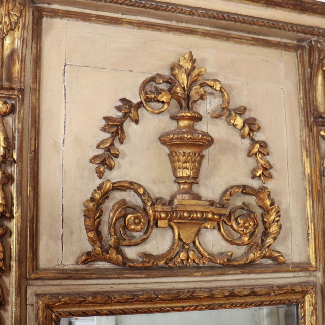 Glass French Painted Trumeau Mirror For Sale - Image 7 of 15