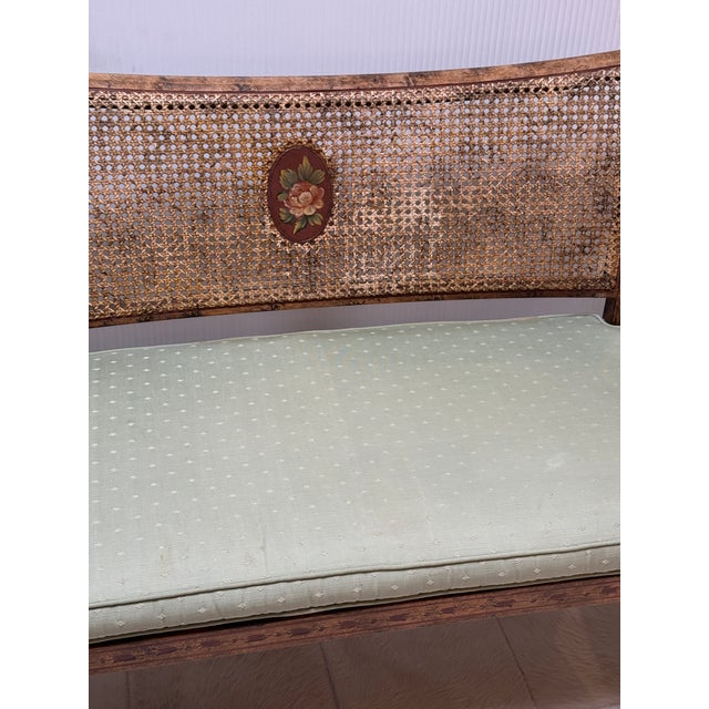Regency Style Caned Bench With Cushion For Sale In San Francisco - Image 6 of 12