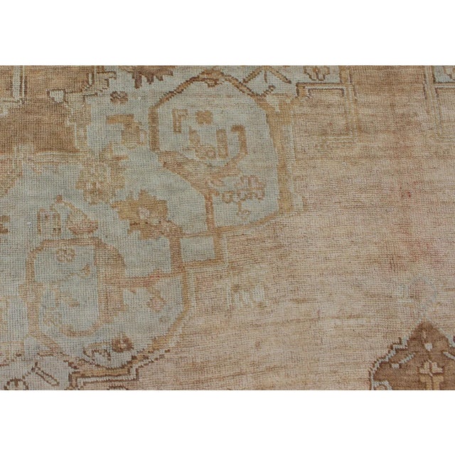 Textile Vintage Turkish Kars Rug With Floral Medallion in Camel, Tan, Taupe, Gray, Sand 7′5″ × 10′8″ For Sale - Image 7 of 12