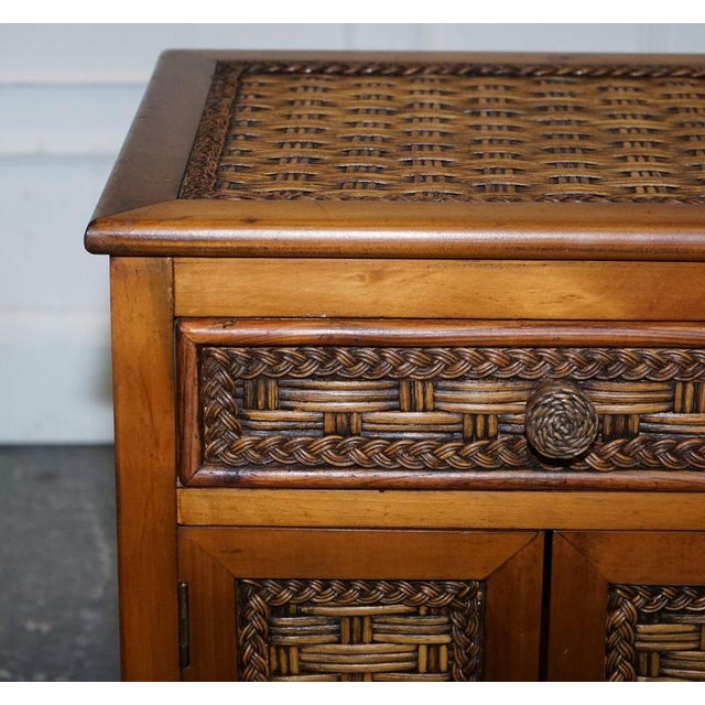 Vintage Rattan Bedside Tables with Drawer, Set of 2 For Sale - Image 5 of 15
