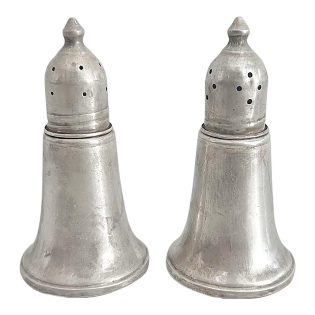 Vintage Sterling Silver Salt and Pepper Shakers Set 2 Piece For Sale