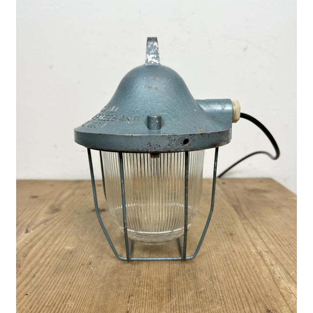 Blue Blue Industrial Bunker Light from Polam Gdansk, 1970s, 1960s For Sale - Image 8 of 15