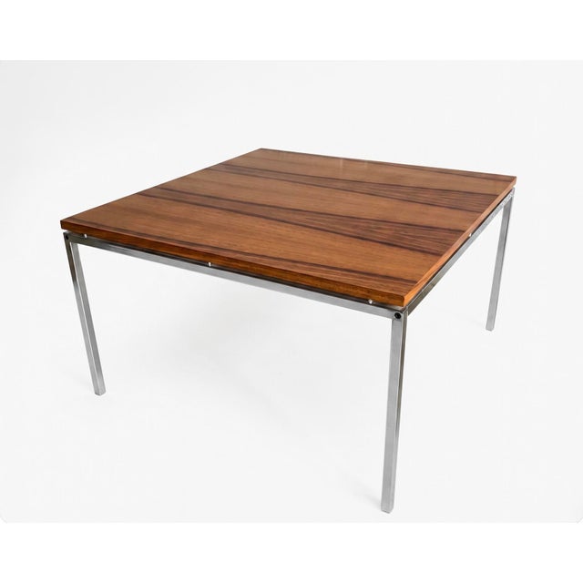 Mid-Century Modern Mid-Century Modern Coffee Table with Floating Top in Walnut and Chrome-Plated Square Steel Frame, 1960s For Sale - Image 3 of 16
