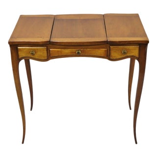 Antique French Country Provincial Petite Flip Mirror Top Vanity For Sale