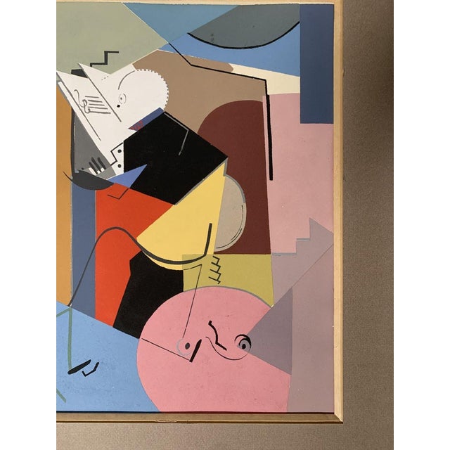 Albert GLEIZES (1881-1953) Gouache painting on paper, stencil technique. The Musician. Signed in the lower right corner...