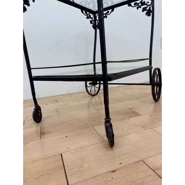 Black Russell Woodard Wrought Iron Bar Cart | Mid 20th Century Drinks Cart, Attributed For Sale - Image 8 of 10