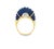 Contemporary Mid Century 14k Yellow Gold Carved Lapis and Diamond Dome Ring, Size 6.5 For Sale - Image 3 of 4