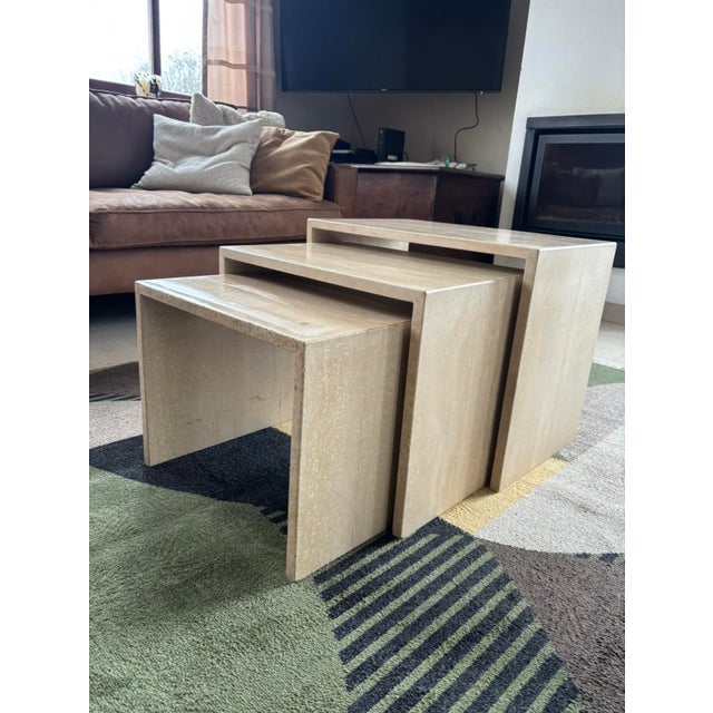 Stone Vintage Travertine Nesting Tables, 1970s, Set of 3 For Sale - Image 7 of 10