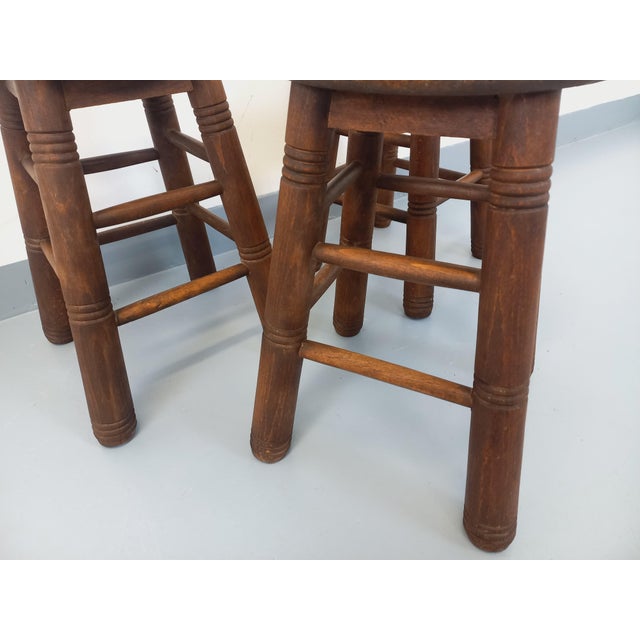 Wood Vintage Wooden Stools, 1960s, Set of 3 For Sale - Image 7 of 11