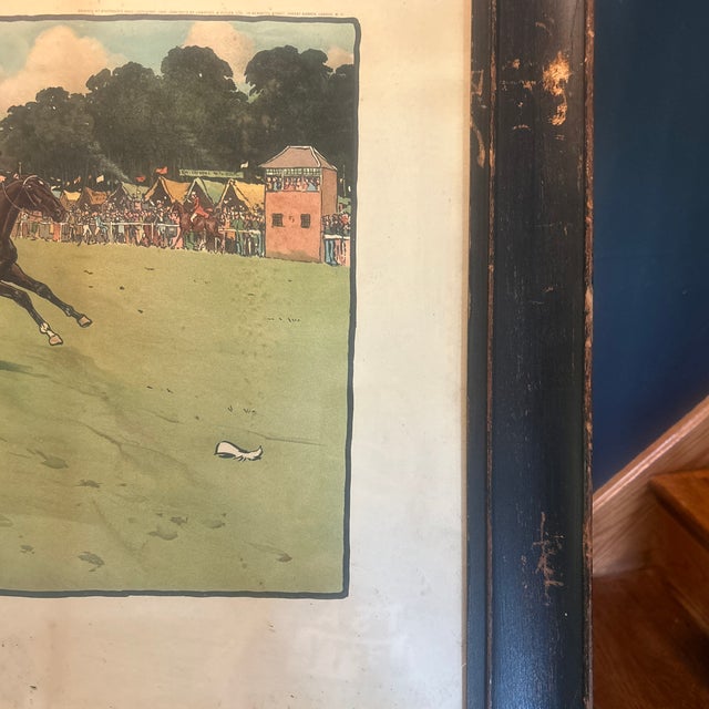 1901 Cecil Aldin Blue Market Races “The Finish” Lithograpg in Orig Frame For Sale - Image 4 of 5
