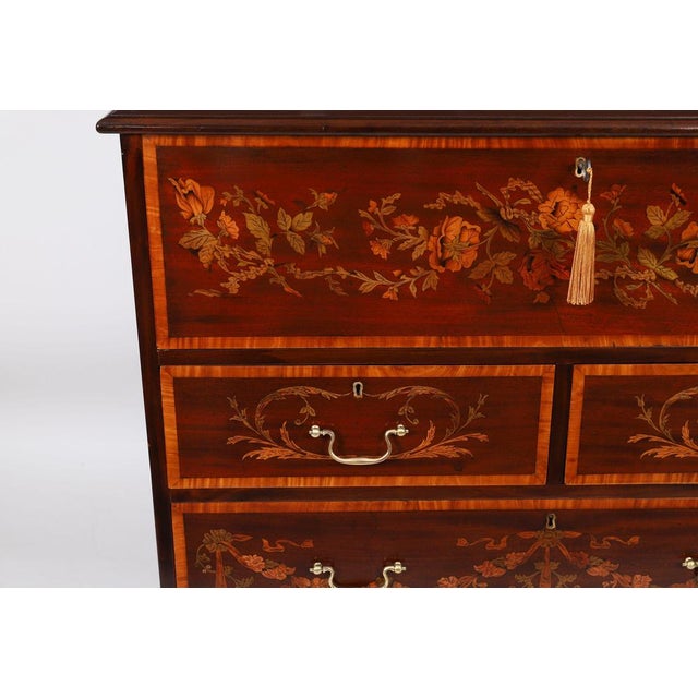 Brown Antique Early George II Inlaid Mahogany Chest with Secretaire, 18th Century For Sale - Image 8 of 18