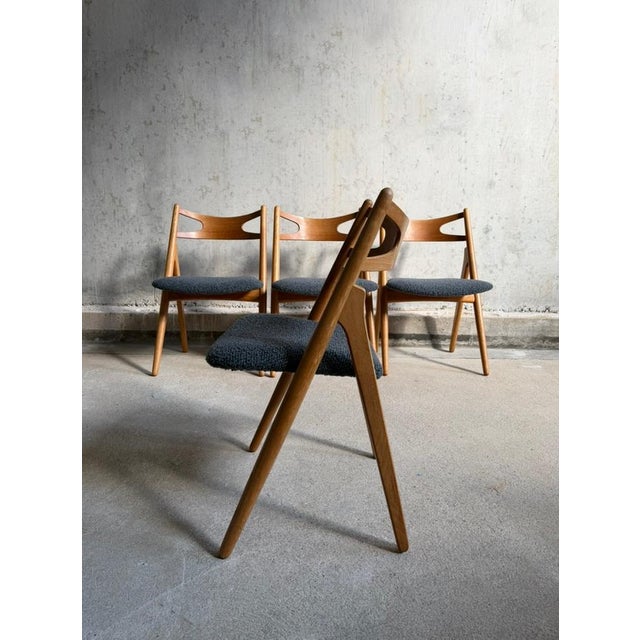Carl Hansen & Søn CH29 Sawbuck Dining Chairs by Hans J. Wegner for Carl Hansen & Son, Denmark, 1950s, Set of 4 For Sale - Image 4 of 11