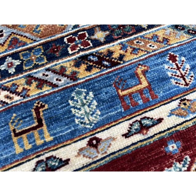 Hand-Knotted Qashqai Style Pictorial Khorjin Runner, Camels and Lions, 2'9" X 15'10" For Sale - Image 4 of 9