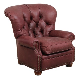Restoration Hardware Ralph Lauren Tufted Leather Lounge Chair For Sale