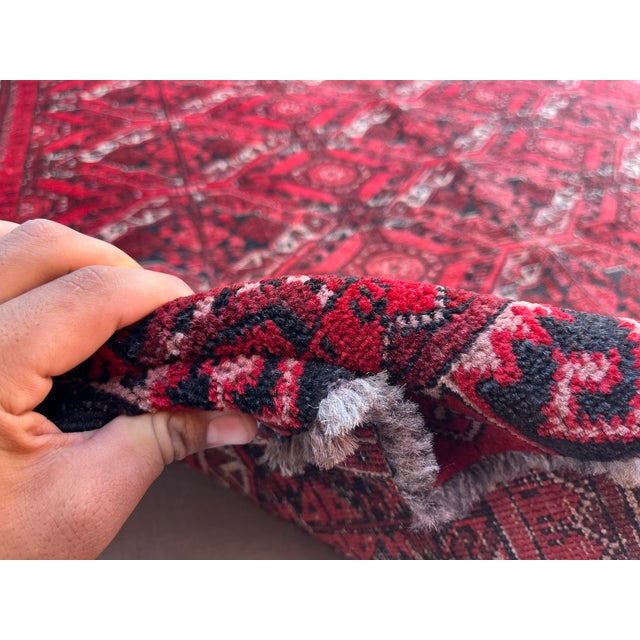 Vintage Afghan Bashiri Turkmen Ikat-Lattice Rug - 7'0" X 4'2" For Sale - Image 13 of 14