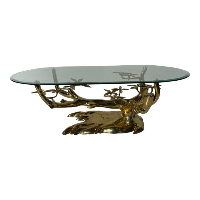 1970s Brass Bonsai Tree Coffee Table Attributed to Willy Daro For Sale