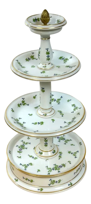 Old Paris Porcelain & Gilt Bronze 'Forget Me Not' Four Tiered Compote/Tazza