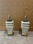 1980s Postmodern Tiered Geometric Plaster Table Lamps W/ Coolie Shades - a Pair For Sale - Image 10 of 12