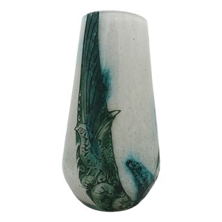 Acid Cameo Art Glass Vase with Bird Pattern from Legras, 1920s For Sale