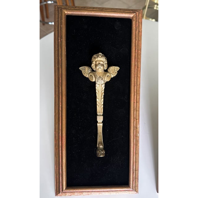 Wood Pair French Gilt Bronze Angle Wing Architectural Fragment Framed For Sale - Image 7 of 16