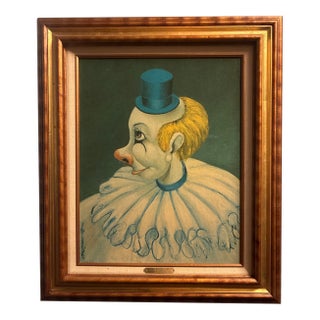 Clown With Bkue Hat by Ref Skelton. Print on Camvas For Sale